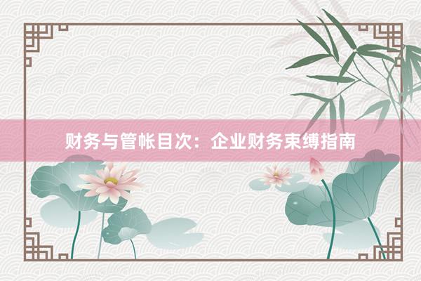 财务与管帐目次：企业财务束缚指南