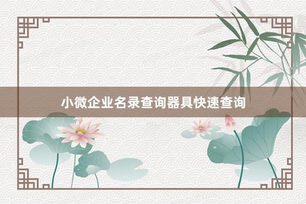 小微企业名录查询器具快速查询
